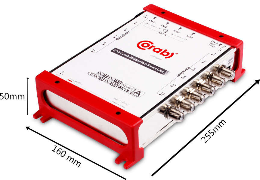 Multiswitch CORAB Smart Line 5/12 radiowy 5 wejść 12 wyjść z zasilaczem do TV SAT i DVB-T Multiswitch CORAB Smart Line 5/12 radiowy 5 wejść 12 wyjść z zasilaczem do TV SAT i DVB-T