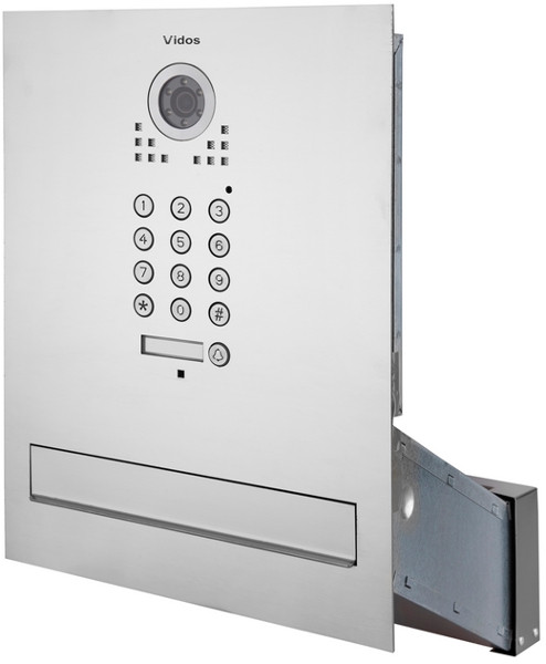 VIDOS S561D-SKM skrzynka na listy z wideodomofonem stal nierdzewna zamek szyfrowy RFID kamera 87 stopni VIDOS S561D-SKM skrzynka na listy z wideodomofonem stal nierdzewna zamek szyfrowy RFID kamera 87 stopni