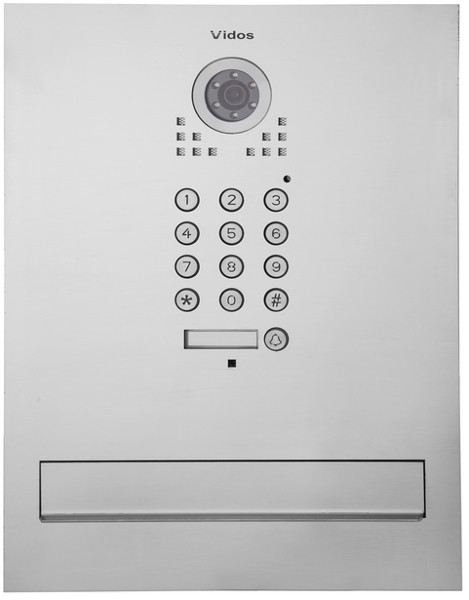 VIDOS S561D-SKM skrzynka na listy z wideodomofonem stal nierdzewna zamek szyfrowy RFID kamera 87 stopni VIDOS S561D-SKM skrzynka na listy z wideodomofonem stal nierdzewna zamek szyfrowy RFID kamera 87 stopni