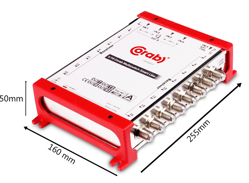 Multiswitch CORAB Smart Line 5/16, 5 wejść 16 wyjść, SAT i DVB-T, zasilacz wewnętrzny, regulacja sygnału Multiswitch CORAB Smart Line 5/16, 5 wejść 16 wyjść, SAT i DVB-T, zasilacz wewnętrzny, regulacja sygnału