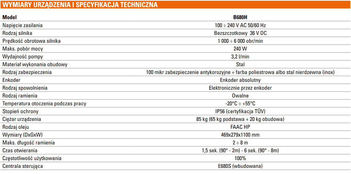 Szlaban kompletny FAAC B680H "S" (4300 mm)