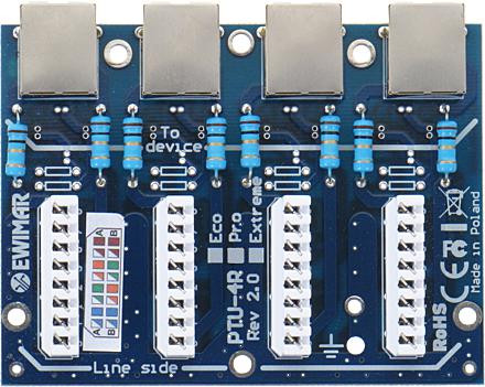 Modulo LAN con con protezione da sovratensionem ECO con protezione PoE EWIMAR PTU-54-ECO/PoE