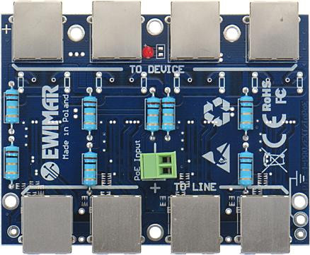 EWIMAR PTF-54-PRO/InPoE/P 4-kanałowy ogranicznik przepięć LAN z pasywnym injektorem PoE, ochrona kamer IP i mostów radiowych EWIMAR PTF-54-PRO/InPoE/P 4-kanałowy ogranicznik przepięć LAN z pasywnym injektorem PoE, ochrona kamer IP i mostów radiowych