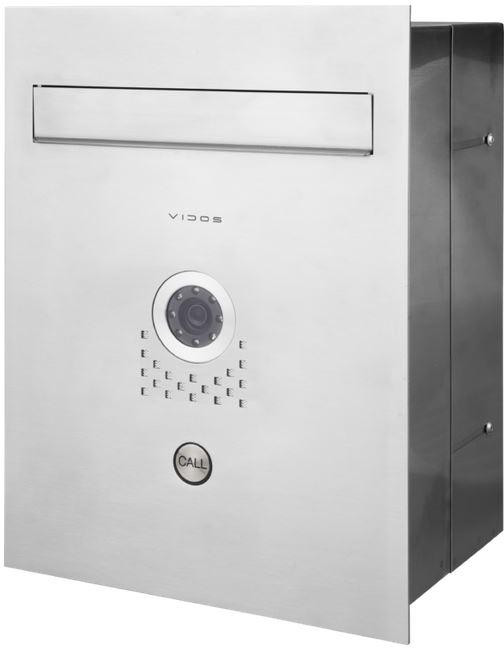 Skrzynka na listy VIDOS S551-SKP z wideodomofonem, stal nierdzewna, głebokosc 190-255 mm, kamera 87° Skrzynka na listy VIDOS S551-SKP z wideodomofonem, stal nierdzewna, głebokosc 190-255 mm, kamera 87°