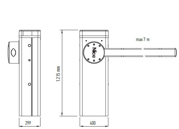 Szlaban NICE M7BAR - zestaw do 7 metrów