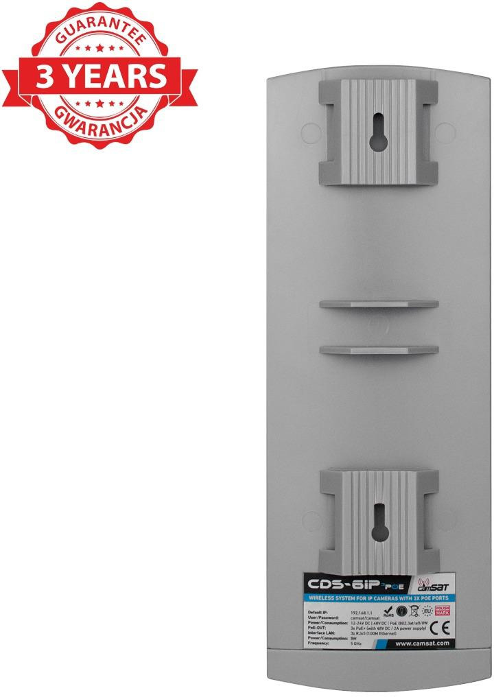 CAMSAT CDS-6IP 3PoE bezprzewodowy transmiter IP kamer 5GHz 63Mbps 3x PoE zasięg 2km outdoor IP65 CAMSAT CDS-6IP 3PoE bezprzewodowy transmiter IP kamer 5GHz 63Mbps 3x PoE zasięg 2km outdoor IP65