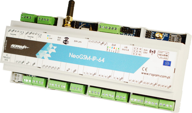 ROPAM NeoGSM-IP-64-D12M centrala alarmowa WiFi GSM 64 strefy powiadomienia SMS ROPAM NeoGSM-IP-64-D12M centrala alarmowa WiFi GSM 64 strefy powiadomienia SMS