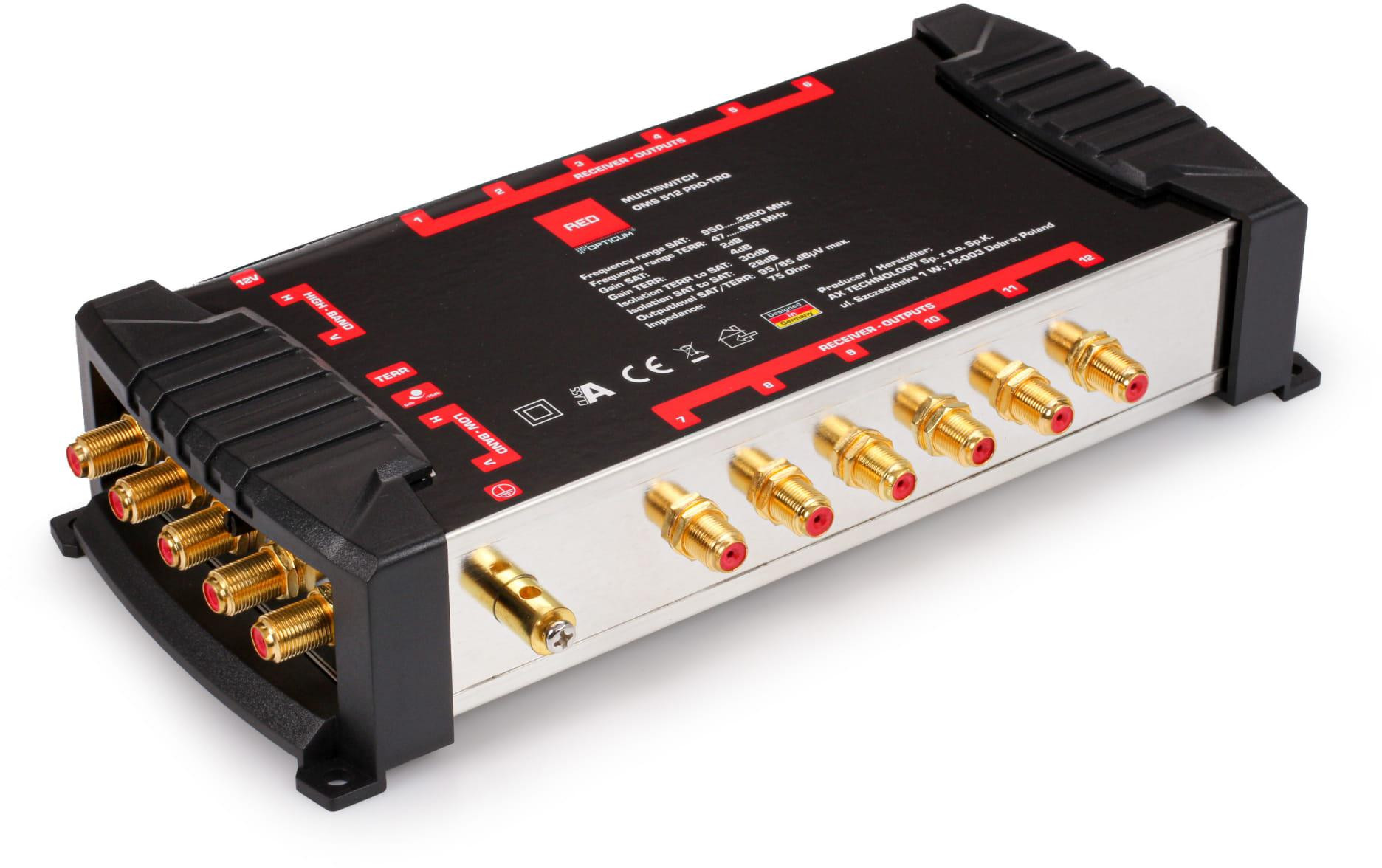 Multiswitch Opticum OMS 5/12 PRO-TRQ (Platinium Line) – 1 satelit + DVB-T2, 12 výstupov