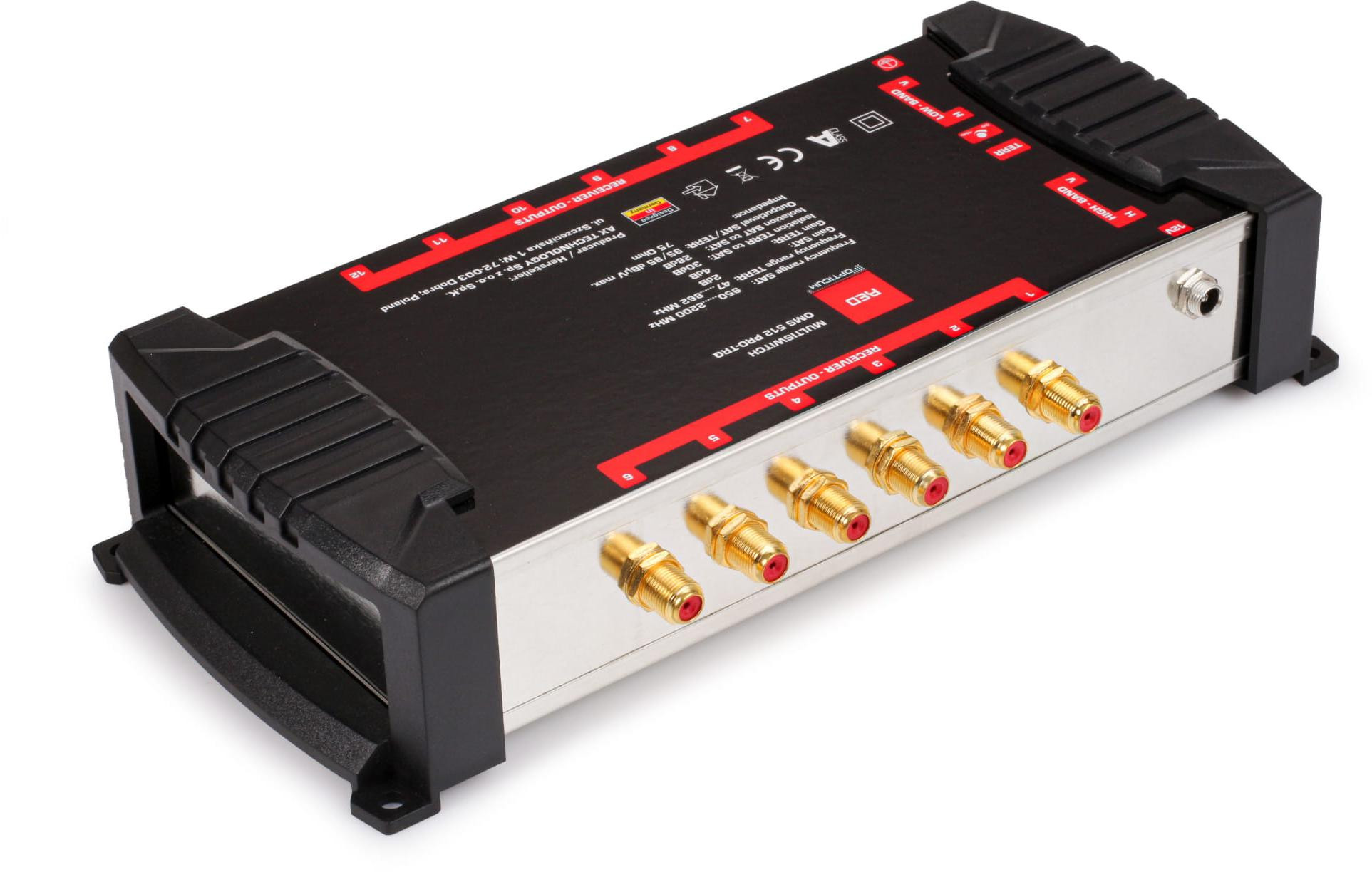 Multiswitch Opticum OMS 5/12 PRO-TRQ (Platinium Line) – 1 satelit + DVB-T2, 12 výstupov
