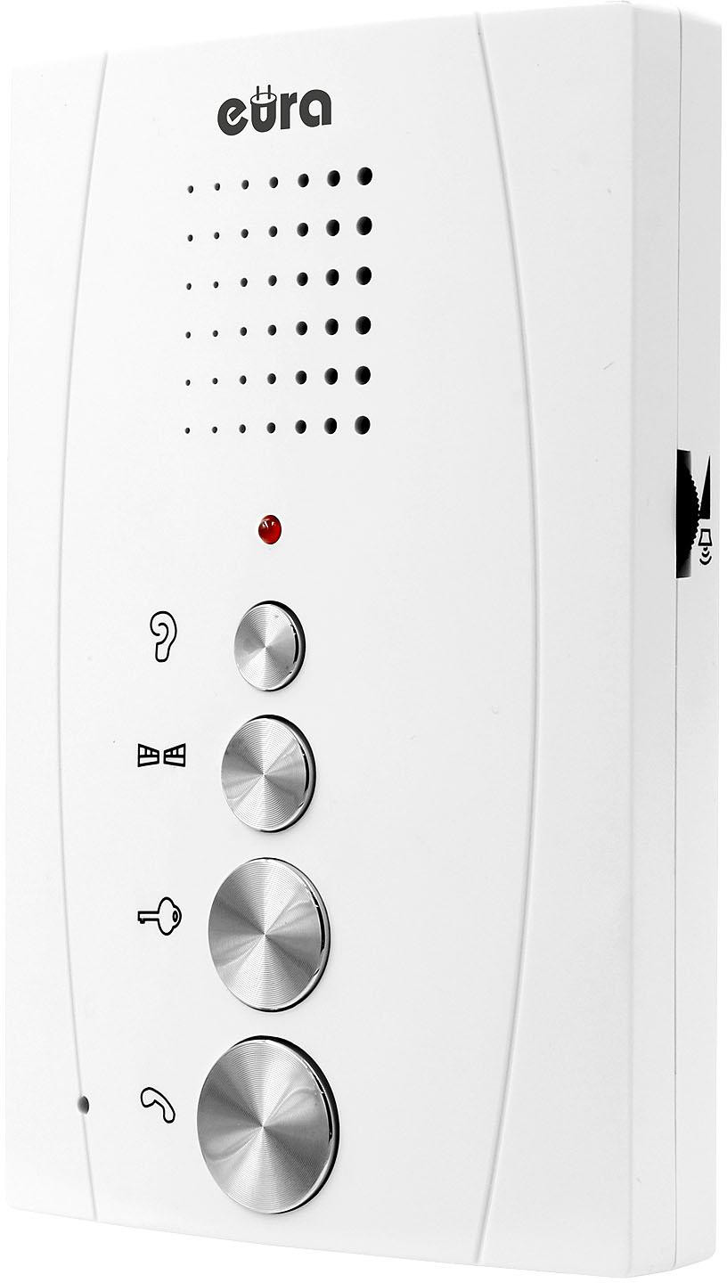 Domofon EURA ADP-38A3 ENTRA biały, jednorodzinny, głośnomówiący, kaseta z szyfratorem Domofon EURA ADP-38A3 ENTRA biały, jednorodzinny, głośnomówiący, kaseta z szyfratorem