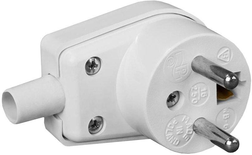 Spina ad angolo 90° 220-01 16A 250V IP20 bianca VIPLAST 220-01