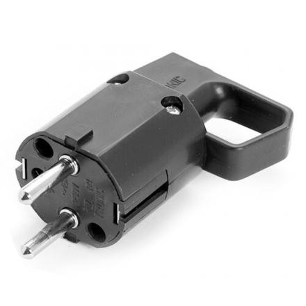Spina 325-05 con uchem, con messa a terra "uni-schuko" 16A 250V IP20 nera VIPLAST 325-05