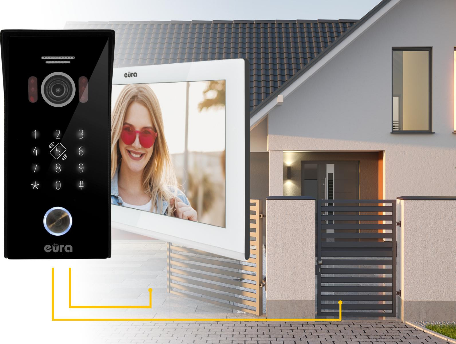 EURA VDP-99C5 biały wideodomofon WiFi RFID TUYA ekran 10 cali kamera 1080p IP65 EURA VDP-99C5 biały wideodomofon WiFi RFID TUYA ekran 10 cali kamera 1080p IP65
