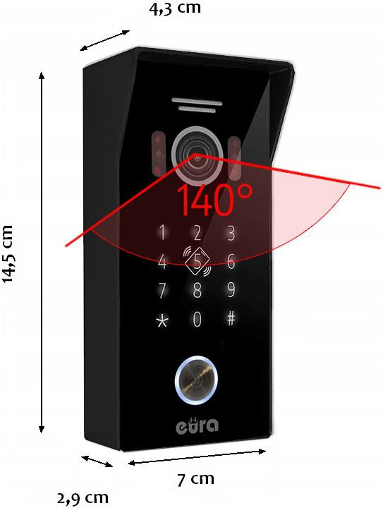 EURA VDP-99C5 czarny wideodomofon WiFi RFID Tuya monitor 10 cali LCD FullHD szyfrator natynk EURA VDP-99C5 czarny wideodomofon WiFi RFID Tuya monitor 10 cali LCD FullHD szyfrator natynk