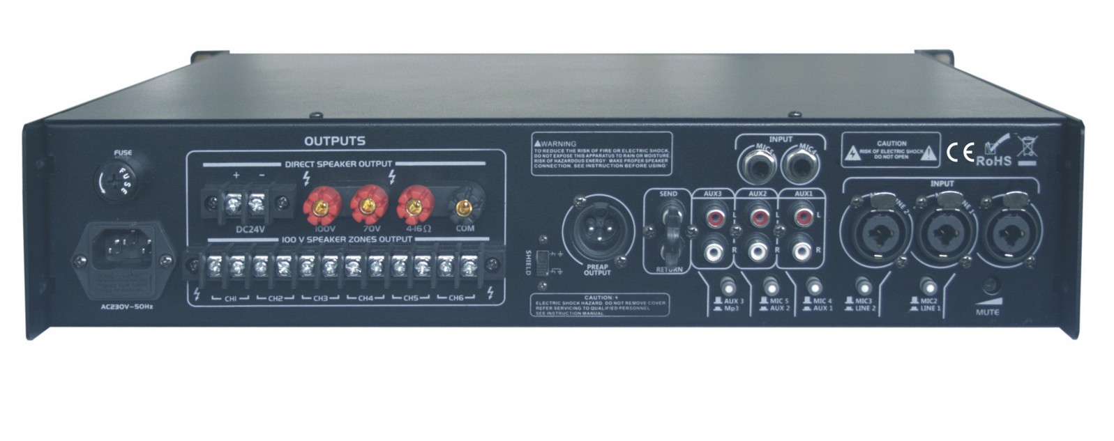RH Sound DCB-250BC wzmacniacz 100V 250W Bluetooth MP3 USB 6 stref nagłośnienie instalacyjne RH Sound DCB-250BC wzmacniacz 100V 250W Bluetooth MP3 USB 6 stref nagłośnienie instalacyjne