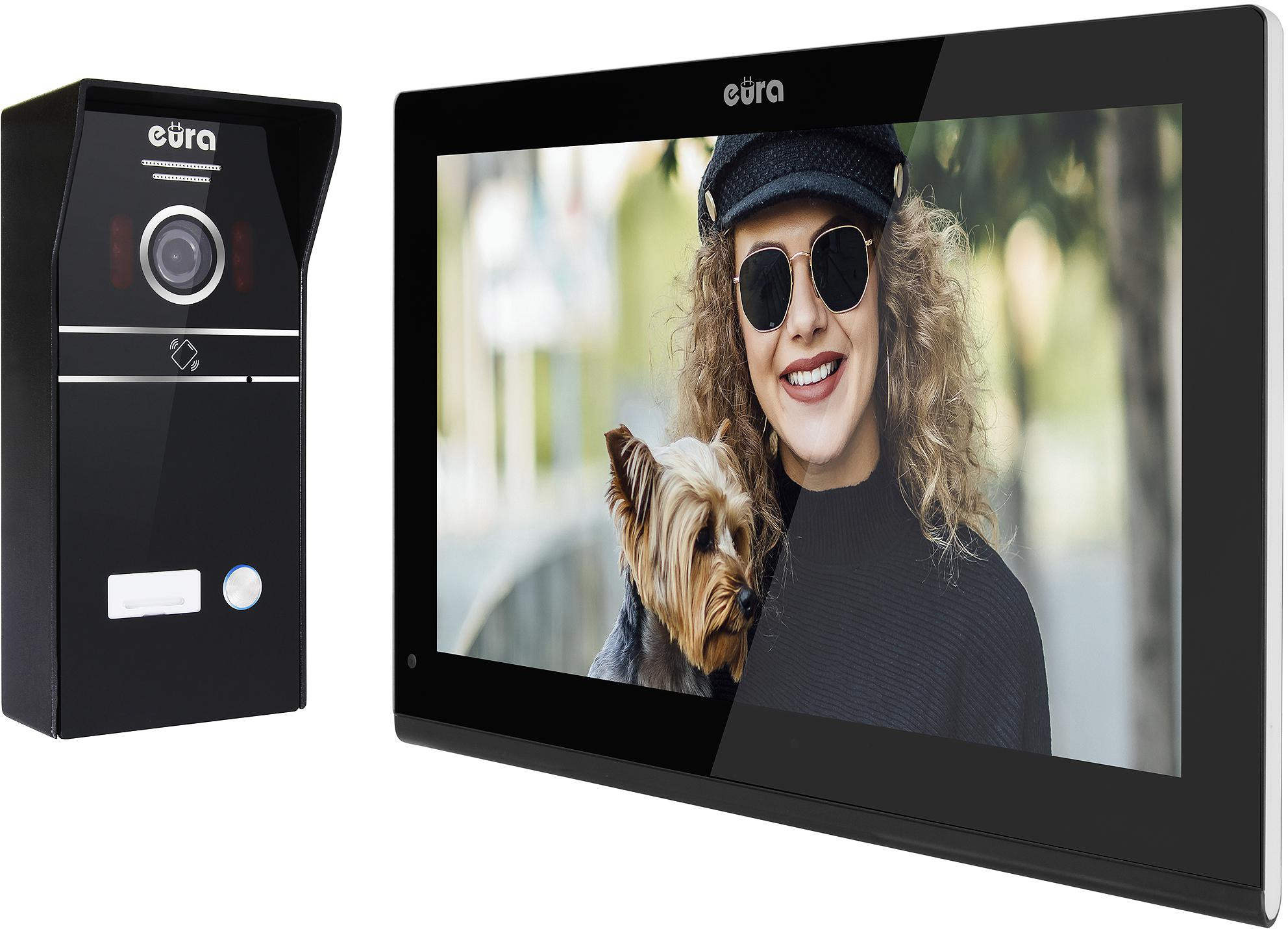 EURA VDP-98C5 wideodomofon czarny WiFi Tuya monitor 10 cali dotykowy 1080p RFID IP65 SD 128GB EURA VDP-98C5 wideodomofon czarny WiFi Tuya monitor 10 cali dotykowy 1080p RFID IP65 SD 128GB