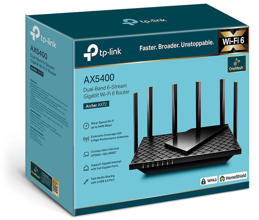 Router TP-Link Archer AX72 Wi-Fi 6 AX5400 dwupasmowy, 6 anten, USB 3.0 Router TP-Link Archer AX72 Wi-Fi 6 AX5400 dwupasmowy, 6 anten, USB 3.0