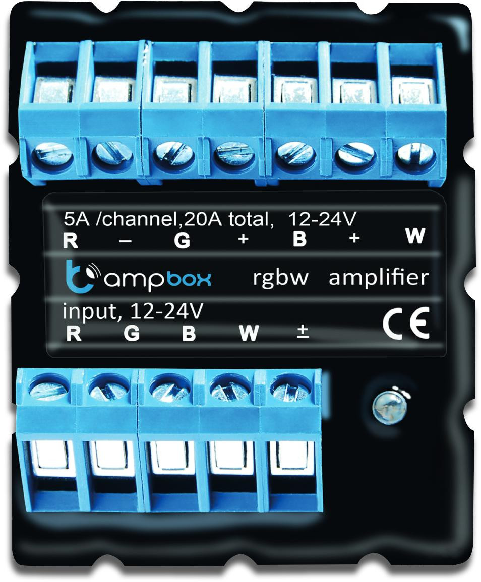 Štvorkanálový LED zosilňovač Blebox ampBox – 12–24 V DC, 4 × 5 A, max. 480 W