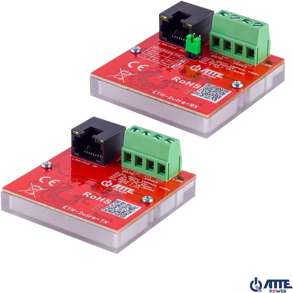 Zestaw konwerterów ATTE ETH-2wire-A-SET transmisja LAN i PoE po 2 żyłach do 800 m kamery IP Zestaw konwerterów ATTE ETH-2wire-A-SET transmisja LAN i PoE po 2 żyłach do 800 m kamery IP
