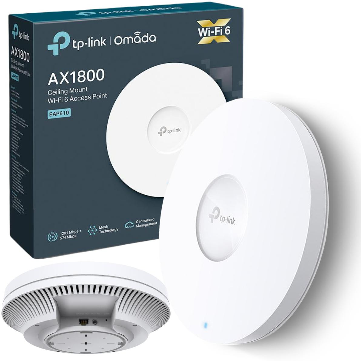 TP-Link EAP610 Omada AX1800 sufitowy punkt dostępowy WiFi 6, PoE+, do 250 urządzeń TP-Link EAP610 Omada AX1800 sufitowy punkt dostępowy WiFi 6, PoE+, do 250 urządzeń