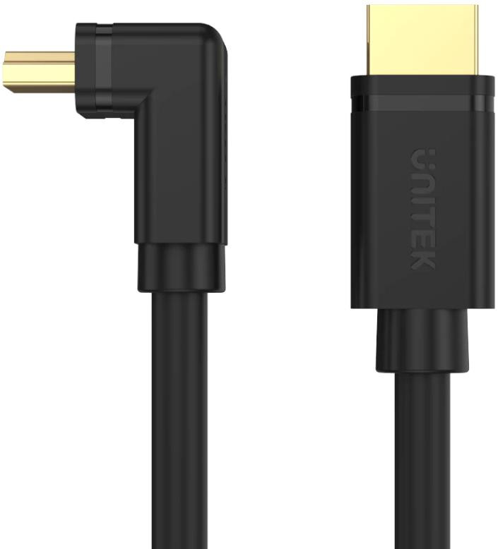 Uhlový HDMI kábel Unitek HDMI 2.0, 270°, 4K, 3 m – pohľad na konektory