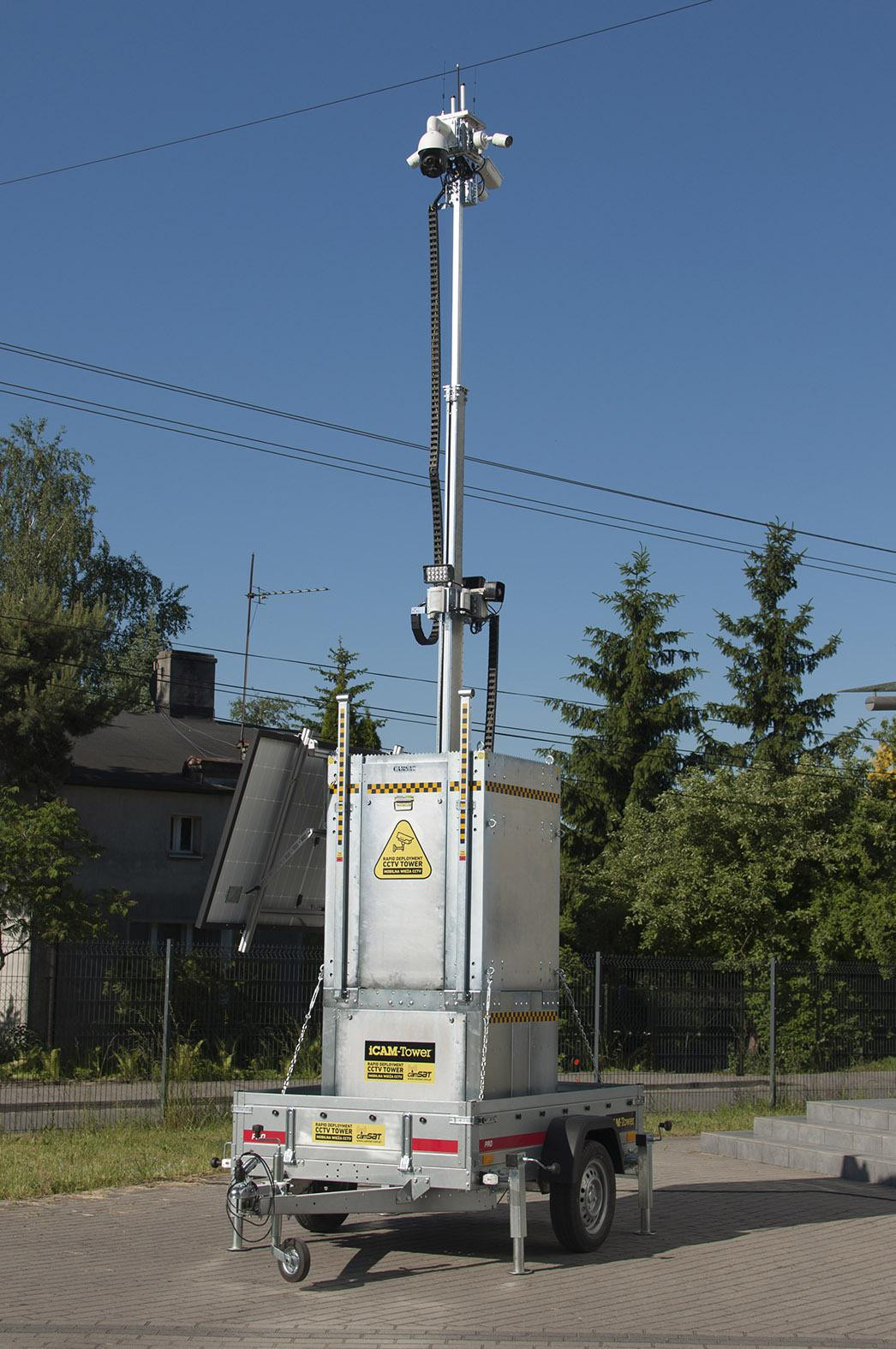 CAMSAT iCAM-TOWER 5MQ3 mobilna wieża monitoringu CCTV 4G LTE 5 kamer PIR alarm autonomiczna CAMSAT iCAM-TOWER 5MQ3 mobilna wieża monitoringu CCTV 4G LTE 5 kamer PIR alarm autonomiczna