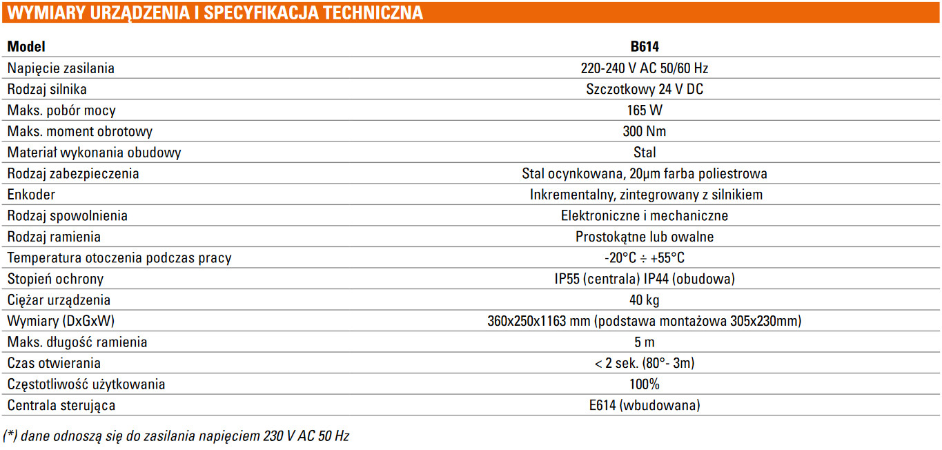 Szlaban FAAC B614 - zestaw z ramieniem "S" 3300mm