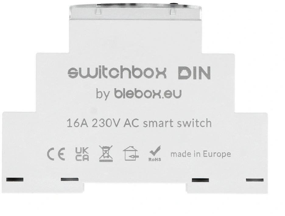 BleBox Wi-Fi spínač switchBox DIN 16 A na DIN lištu
