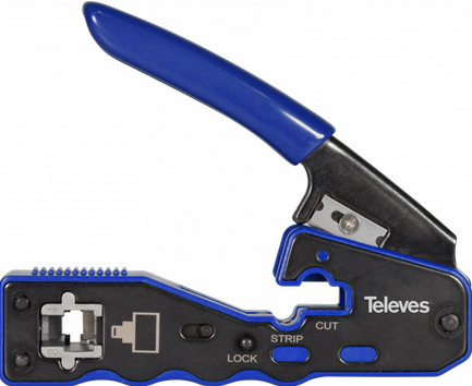 Pinza crimpatrice professionale per zlaczy RJ45 con automatycznym cieciem Televes 209802