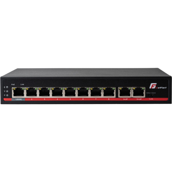 SWITCH POE GETFORT 8+2 Gigabit Ethernet 120W