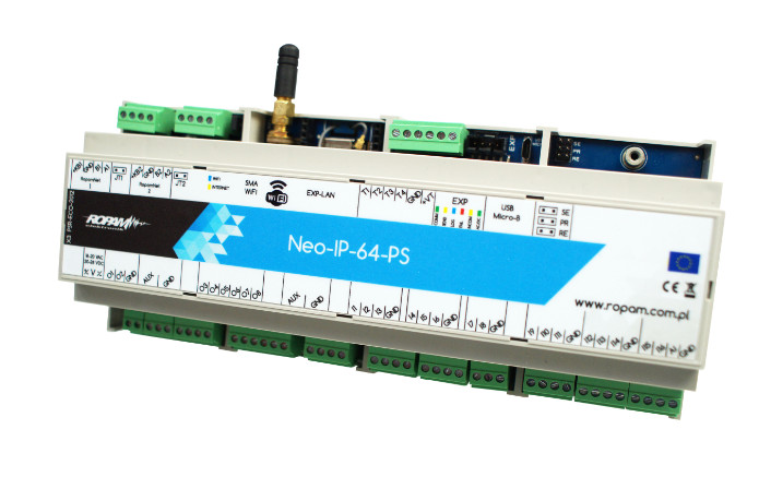 Centrala alarmowa ROPAM NEO-IP-64-PS-D12M 64 linie 4 strefy IP WiFi zasilacz buforowy DIN Centrala alarmowa ROPAM NEO-IP-64-PS-D12M 64 linie 4 strefy IP WiFi zasilacz buforowy DIN