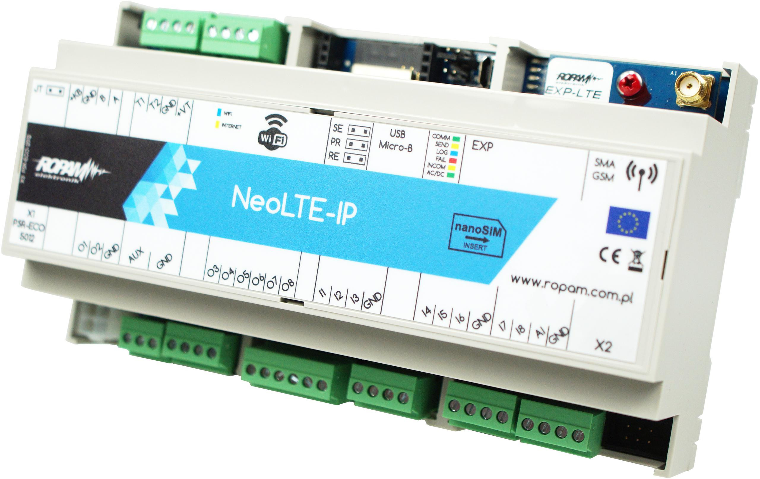 ROPAM NeoLTE-IP-D9M centrala alarmowa LTE WiFi 8-32 wejść, obudowa DIN, aplikacja RopamNEO ROPAM NeoLTE-IP-D9M centrala alarmowa LTE WiFi 8-32 wejść, obudowa DIN, aplikacja RopamNEO