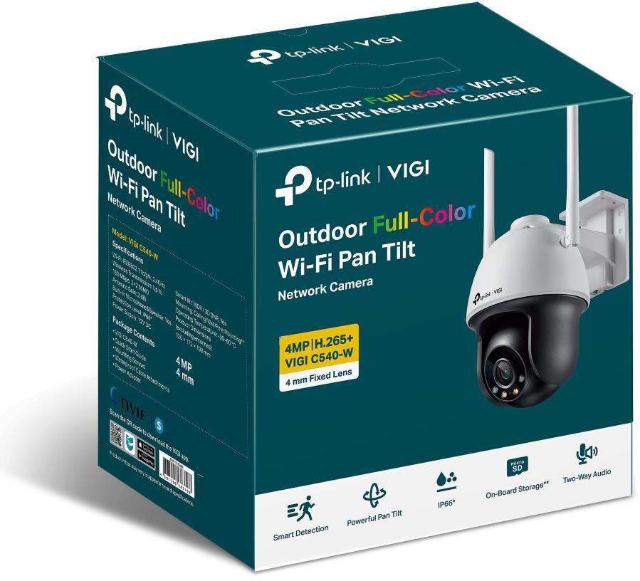 Kamera TP-Link VIGI C540-W obrotowa WiFi 4 MP Full-Color zewnętrzna IP66 noc w kolorze 4 mm Kamera TP-Link VIGI C540-W obrotowa WiFi 4 MP Full-Color zewnętrzna IP66 noc w kolorze 4 mm