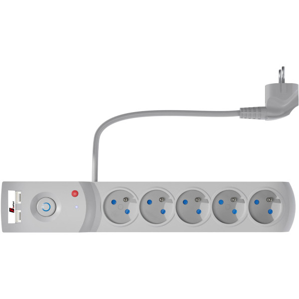 Listwa zasilająca antyprzepięciowa Getfort 5P 5m Szara USB
