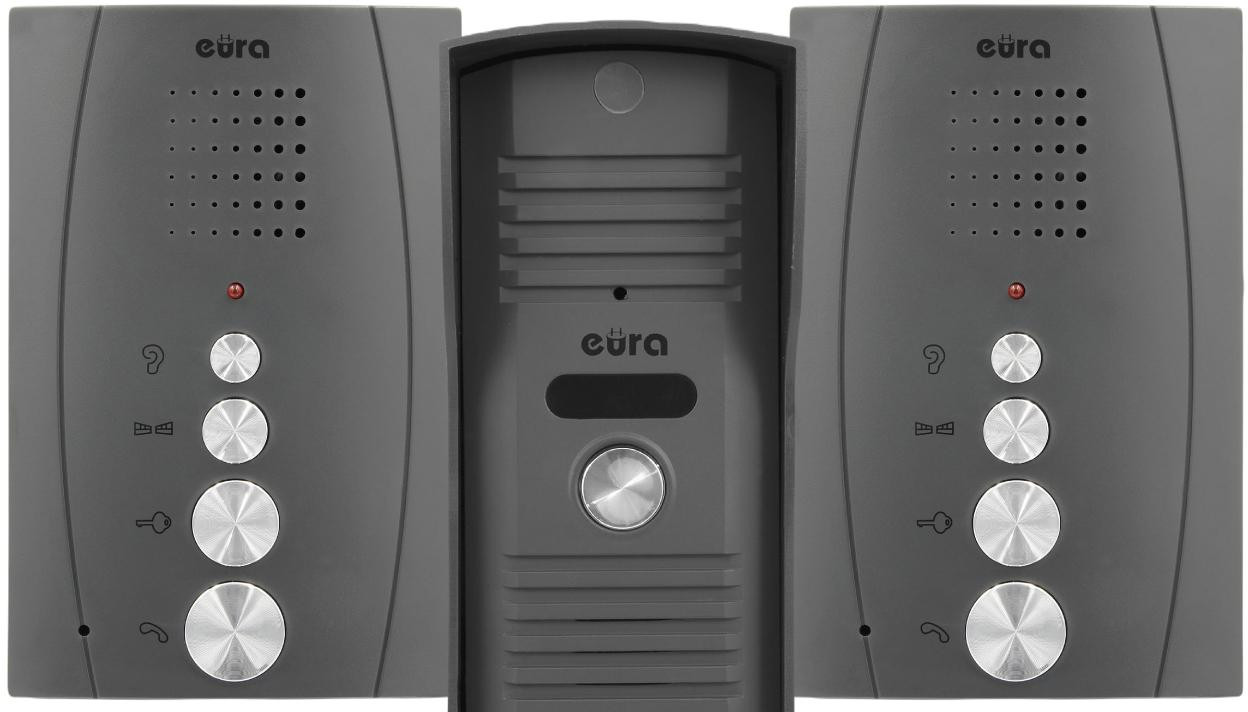 DOMOFON ''EURA'' ADP-51A3 ''DIFESA'' - 1-rodzinny, 2 unifony, interkom, grafit
