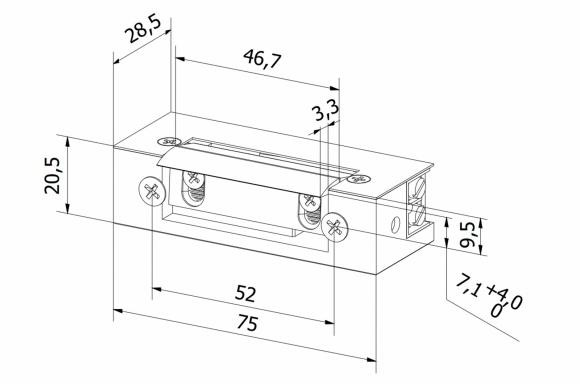 Elektrozaczep przeciwpożarowy HARTTE SHD12UM 12V AC/DC standard z monitoringiem