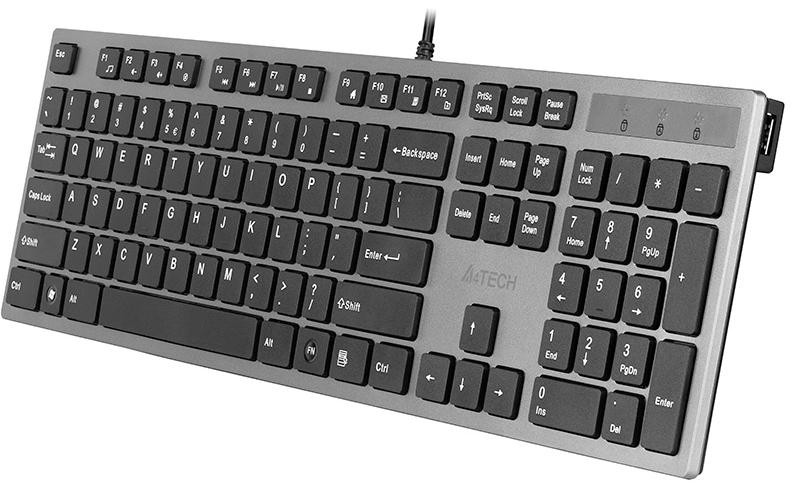 Klávesnica A4tech KV-300H – USB, nožnicové klávesy, 2× USB hub, sivá