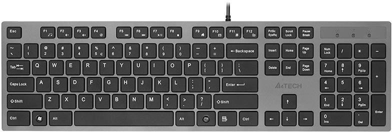 Klávesnica A4tech KV-300H – USB, nožnicové klávesy, 2× USB hub, sivá
