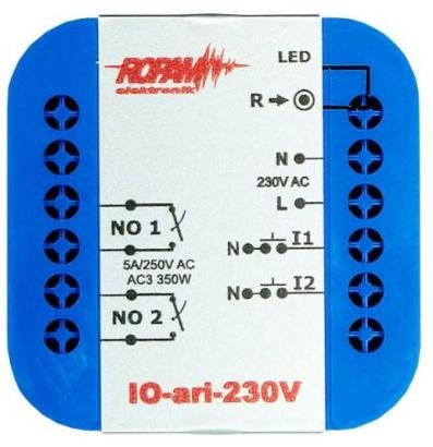 ROPAM IO-ari-230V wireless senza fili, doupzkowy, a 2 canali Centralina di controllo / Ricevente 230VAC, 2xNO, 2xIN (N).