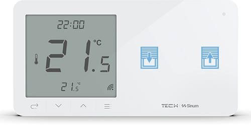 Tech Sterowniki SINUM WZR-02MP przewodowy regulator pokojowy z włącznikiem rolet biały prawy Tech Sterowniki SINUM WZR-02MP przewodowy regulator pokojowy z włącznikiem rolet biały prawy