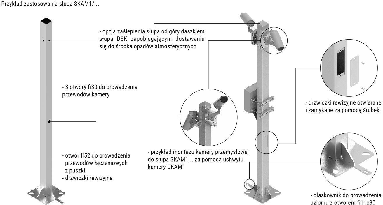 Słup ATS SKAM1/3 3m montaż kamer CCTV stal ocynkowana ogniowo kwadratowy monitoring Słup ATS SKAM1/3 3m montaż kamer CCTV stal ocynkowana ogniowo kwadratowy monitoring