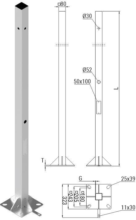 Słup ATS SKAM1/3 3m montaż kamer CCTV stal ocynkowana ogniowo kwadratowy monitoring Słup ATS SKAM1/3 3m montaż kamer CCTV stal ocynkowana ogniowo kwadratowy monitoring