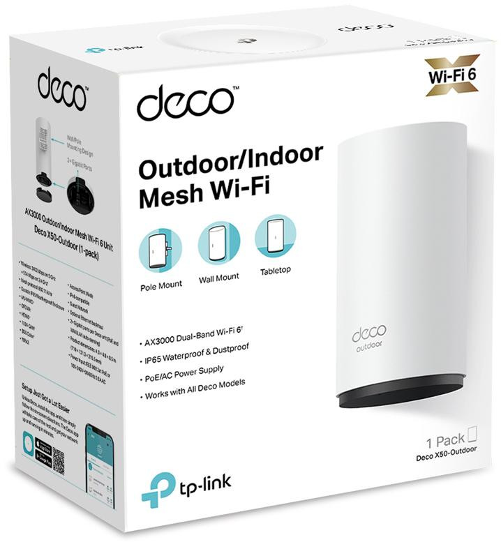 TP-Link Deco X50-Outdoor mesh WiFi 6 AX3000 zewnętrzny, IP65, PoE+, 2x Gigabit TP-Link Deco X50-Outdoor mesh WiFi 6 AX3000 zewnętrzny, IP65, PoE+, 2x Gigabit