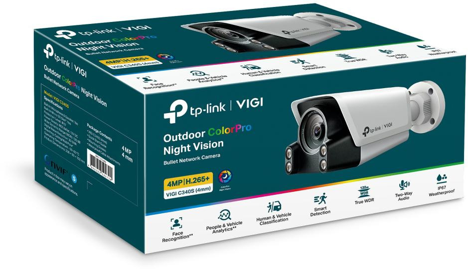 TP-Link VIGI C340S kamera IP 4 Mpx ColorPro tubowa PoE IP67 z mikrofonem i głośnikiem TP-Link VIGI C340S kamera IP 4 Mpx ColorPro tubowa PoE IP67 z mikrofonem i głośnikiem