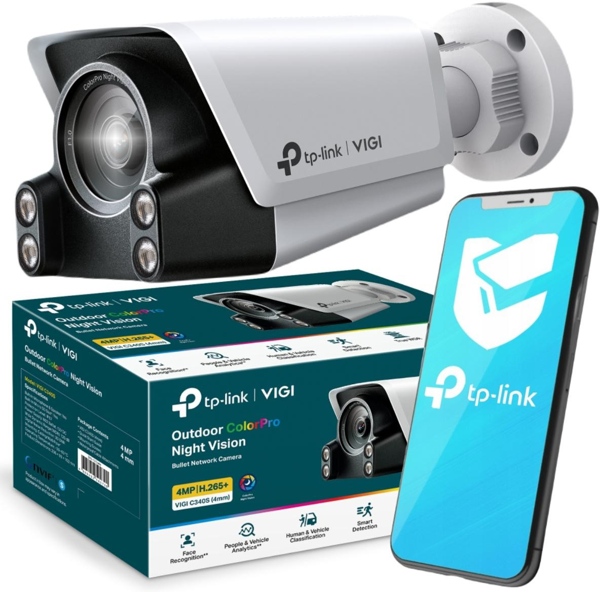 TP-Link VIGI C340S kamera IP 4 Mpx ColorPro tubowa PoE IP67 z mikrofonem i głośnikiem TP-Link VIGI C340S kamera IP 4 Mpx ColorPro tubowa PoE IP67 z mikrofonem i głośnikiem