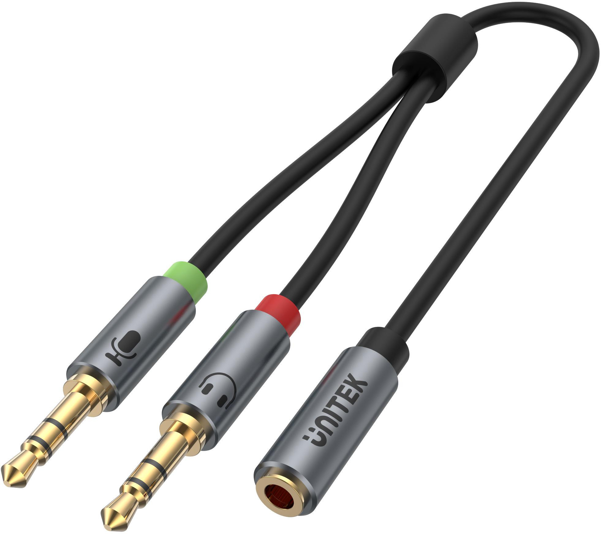 Adattatore Unitek Y-C957ABK miniJack 3,5mm (F) - 2x 3,5mm (M)