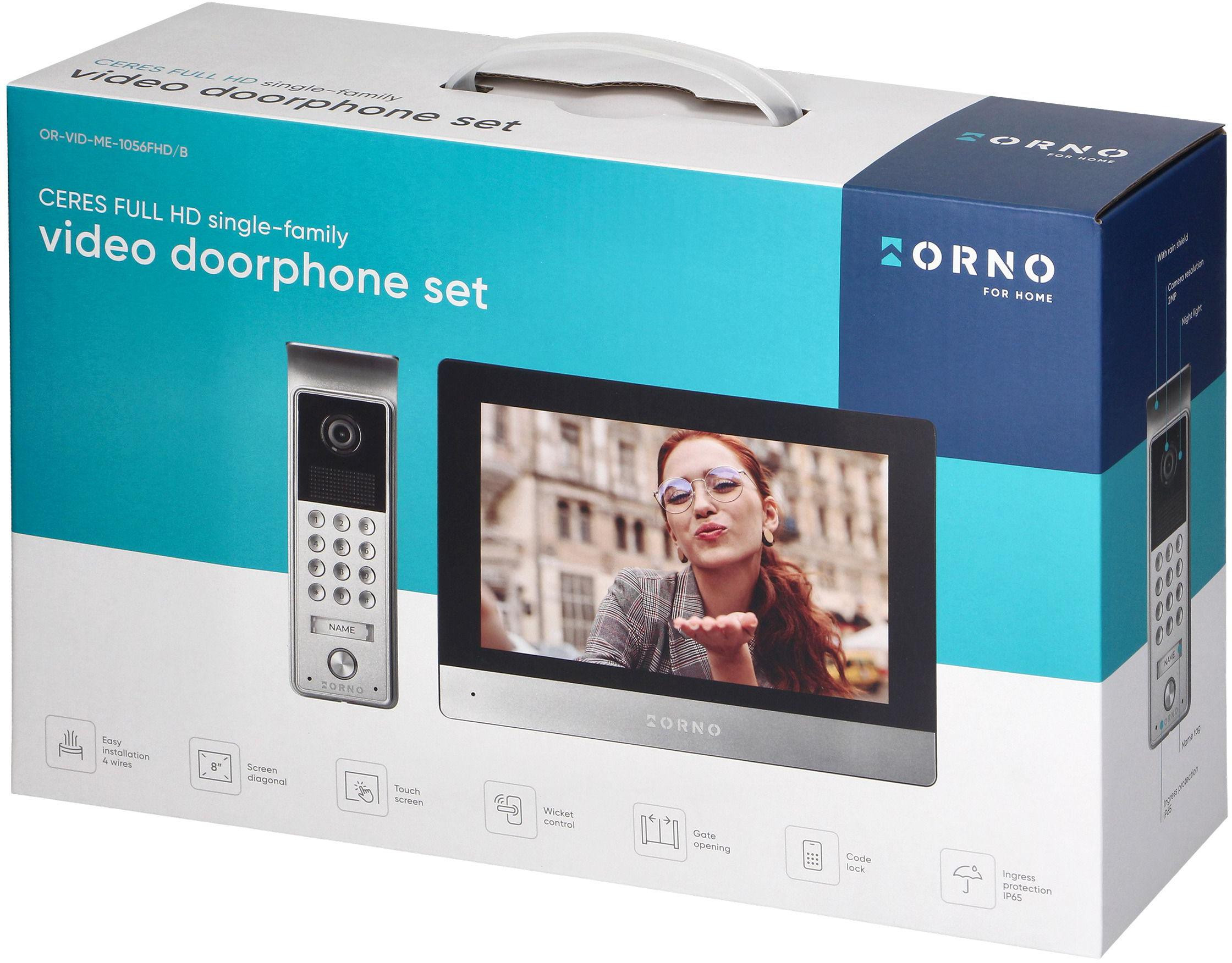 ORNO OR-VID-ME-1056FHD/B CERES wideodomofon zestaw 8 cal LCD Full HD kamera 2MP szyfrator dotyk ORNO OR-VID-ME-1056FHD/B CERES wideodomofon zestaw 8 cal LCD Full HD kamera 2MP szyfrator dotyk