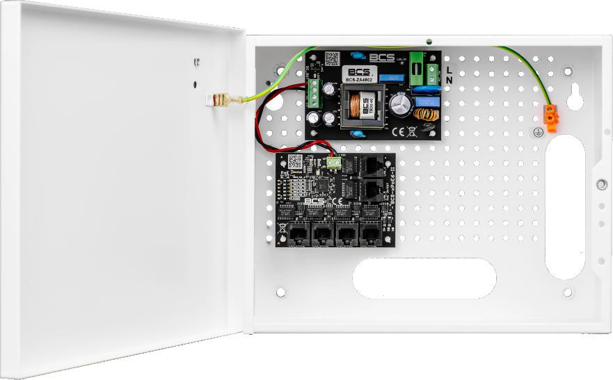 BCS POWER BCS-IP4/E-S zestaw zasilania 4 kamer IP PoE switch obudowa wewnętrzna 48V BCS POWER BCS-IP4/E-S zestaw zasilania 4 kamer IP PoE switch obudowa wewnętrzna 48V
