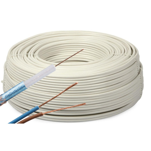 Przewód kabel koncentryczny z zasilaniem do CCTV BIAŁY K60+2×0,5mm2 GETFORT 100m