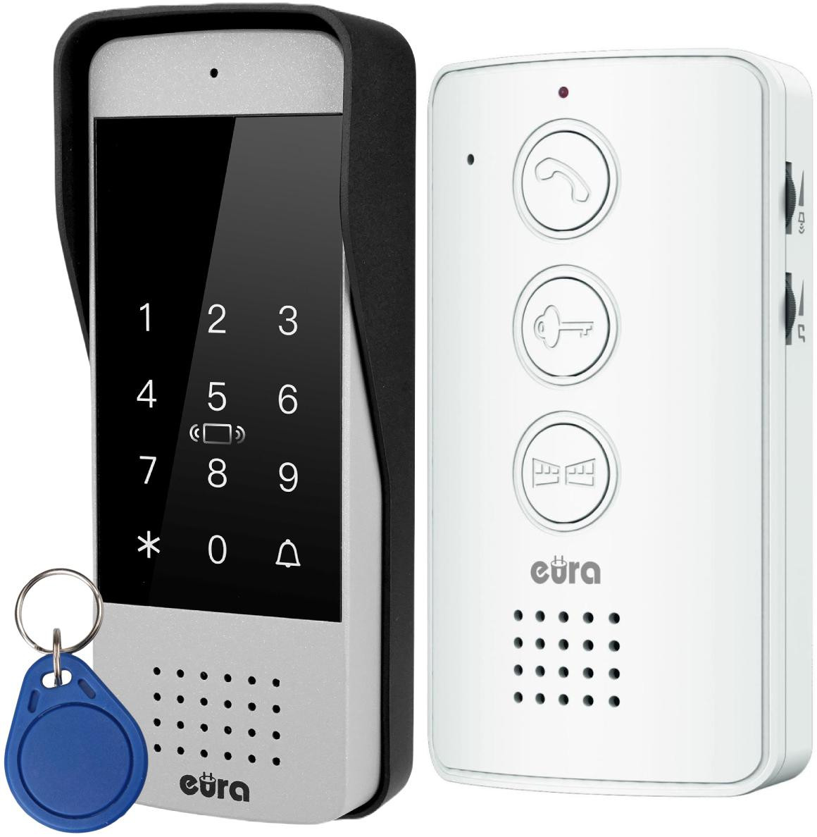 Domofon EURA ADP-34A3 biały głośnomówiący 2 wejścia szyfrator czytnik RFID Domofon EURA ADP-34A3 biały głośnomówiący 2 wejścia szyfrator czytnik RFID
